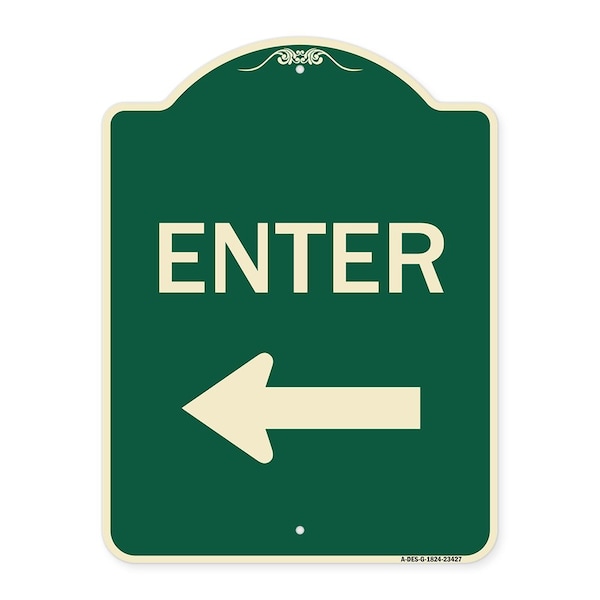 Parking Lot Enter Left Arrow Heavy-Gauge Aluminum Architectural Sign, 24" x 18", G-1824-23427
